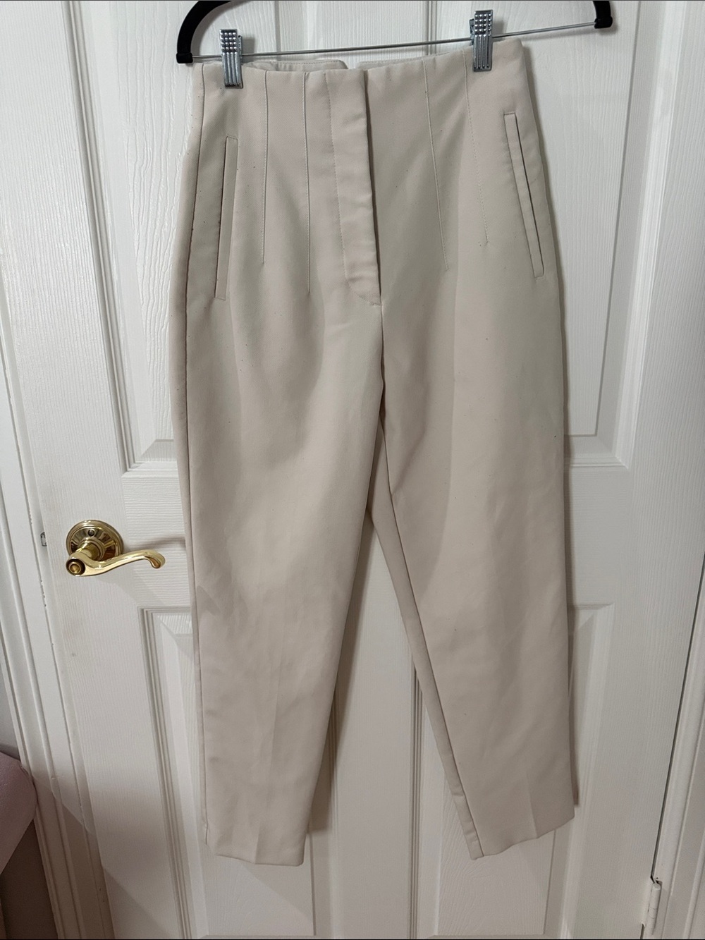 Zara Cream Tailored Trousers small